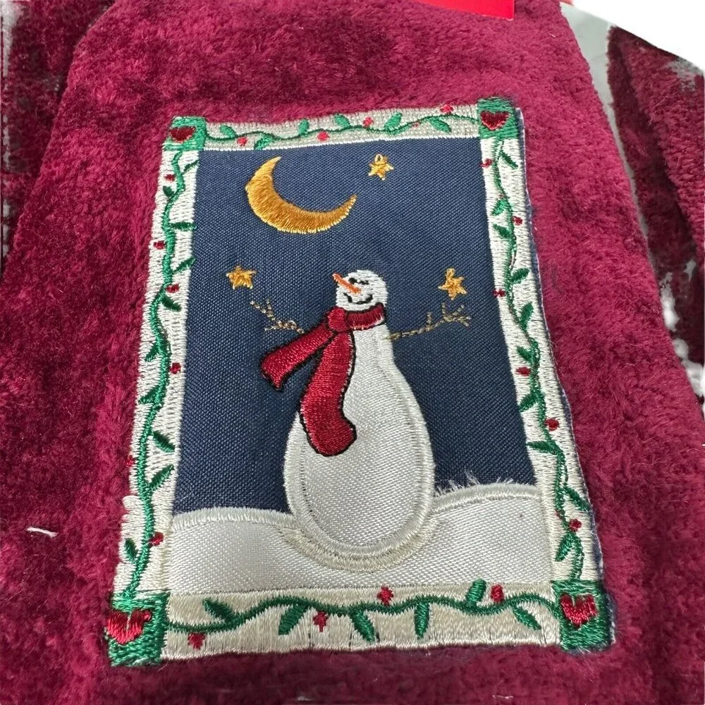Vintage Snowman Make The Season Bright Tip Towel Christmas Set of 3 100% Cotton